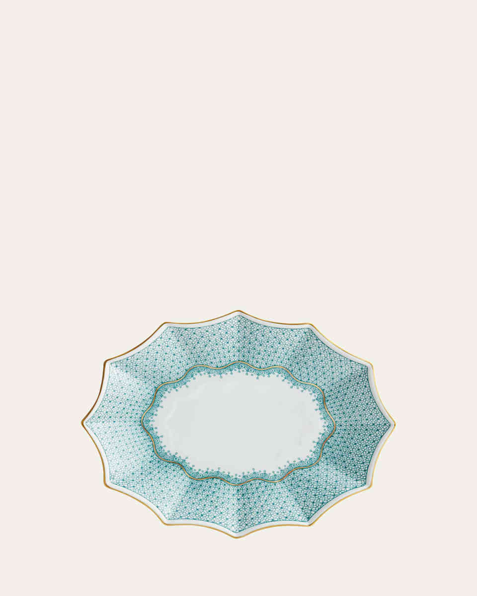 Green Lace 12-Sided Lobed Large Tray